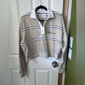 Province of Canada Beige Striped Rugby Polo